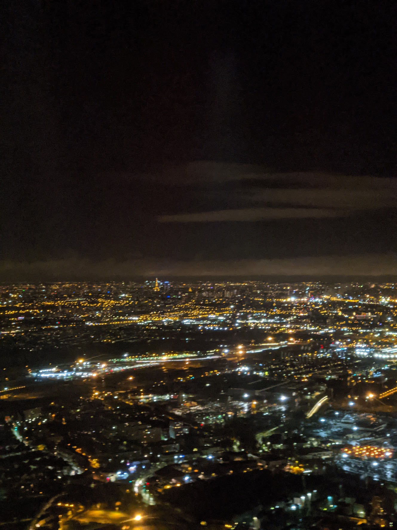 The view from the plane as we flew into Paris, including the Eiffel Tower