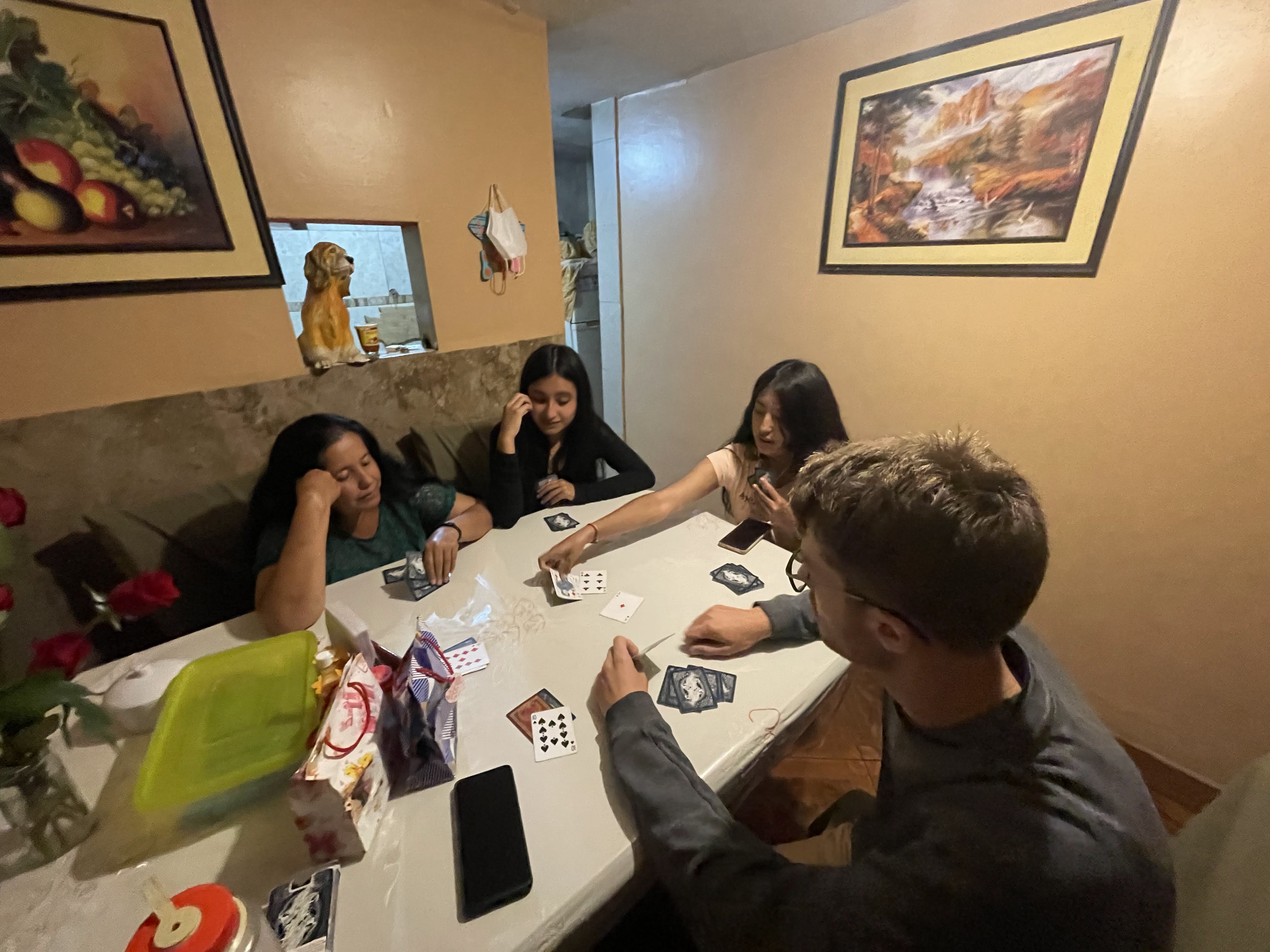 Playing cards with the host fam