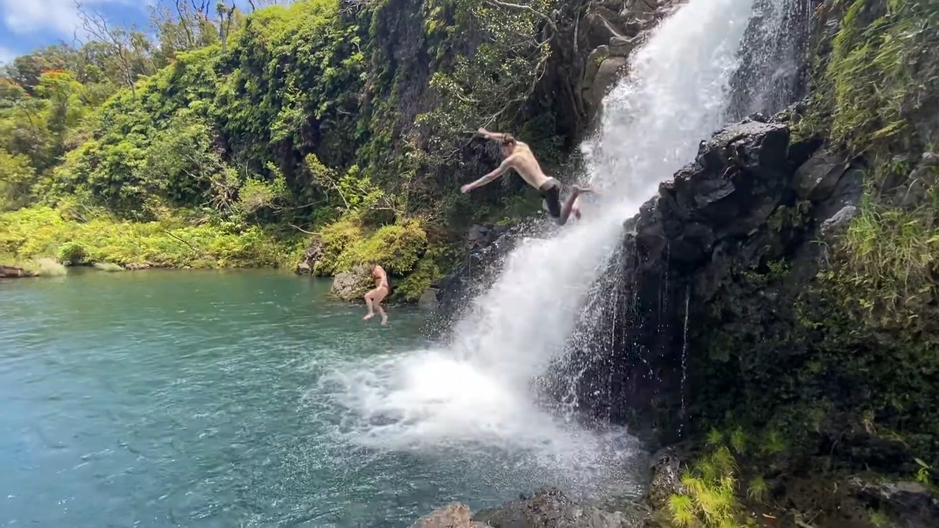 Me, having slipped off a jump, about to belly flop
