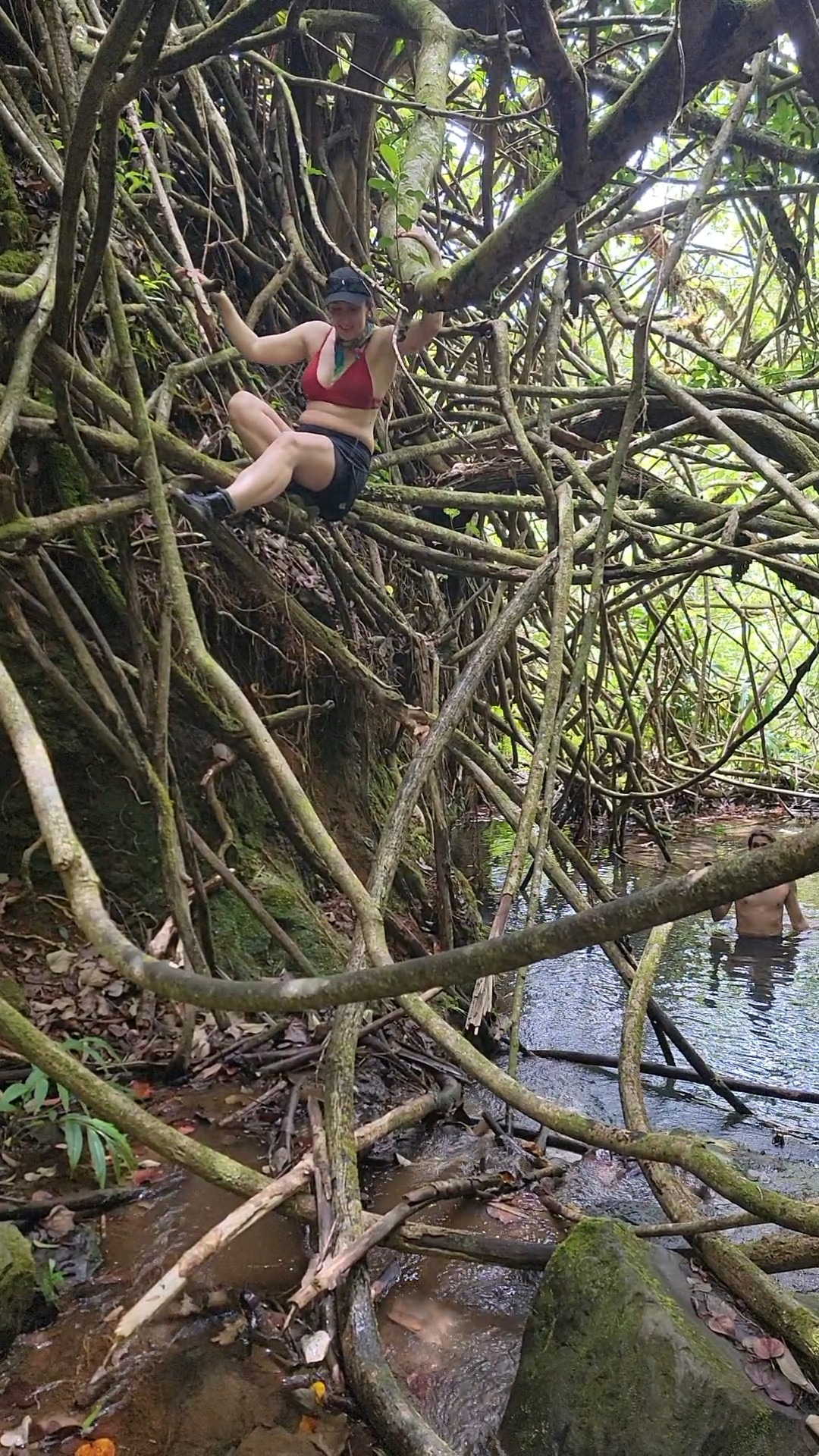 Mattie in some trees on the commando hike