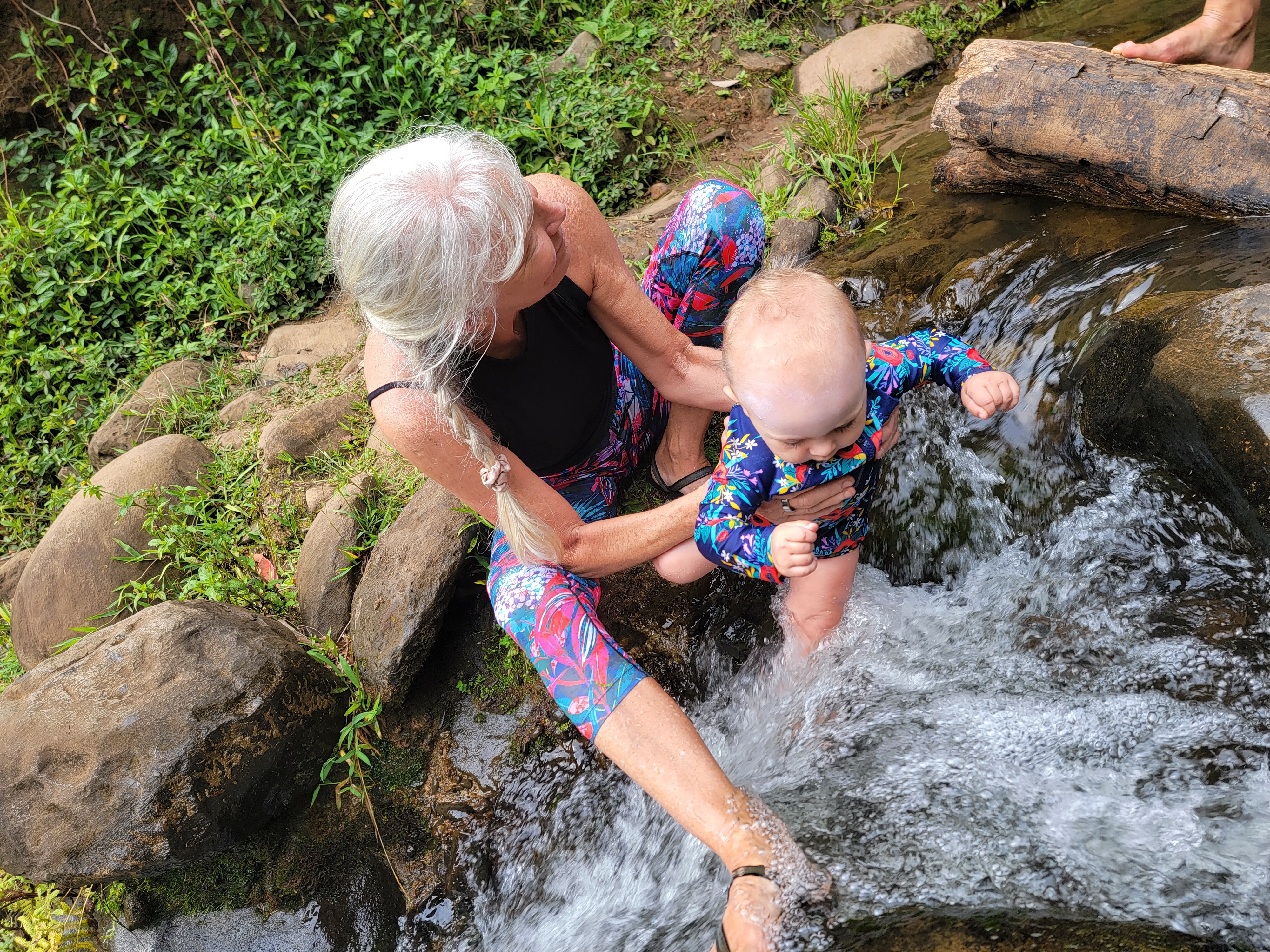 River playing with Lily in a stream