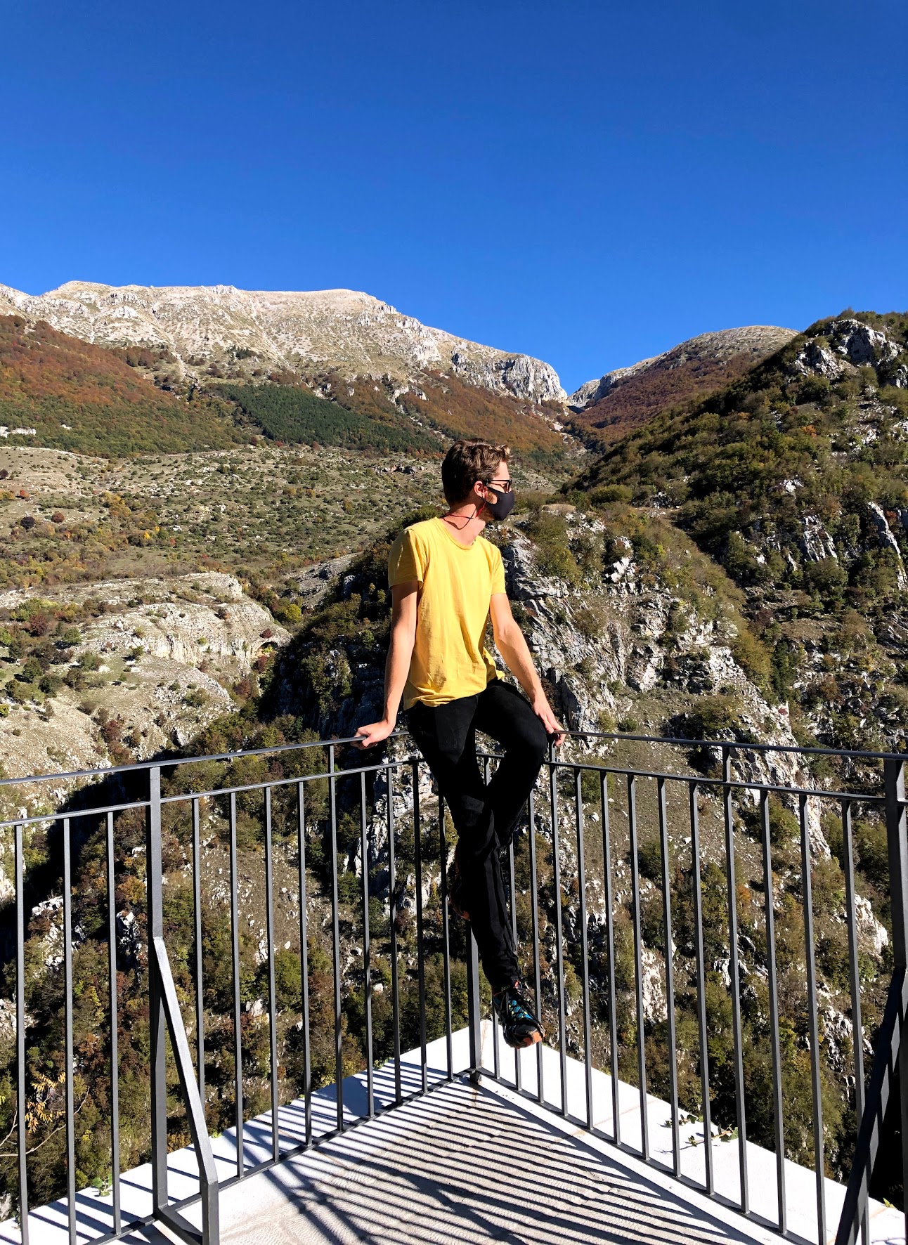 Me taking in the view from a railing in Barrea