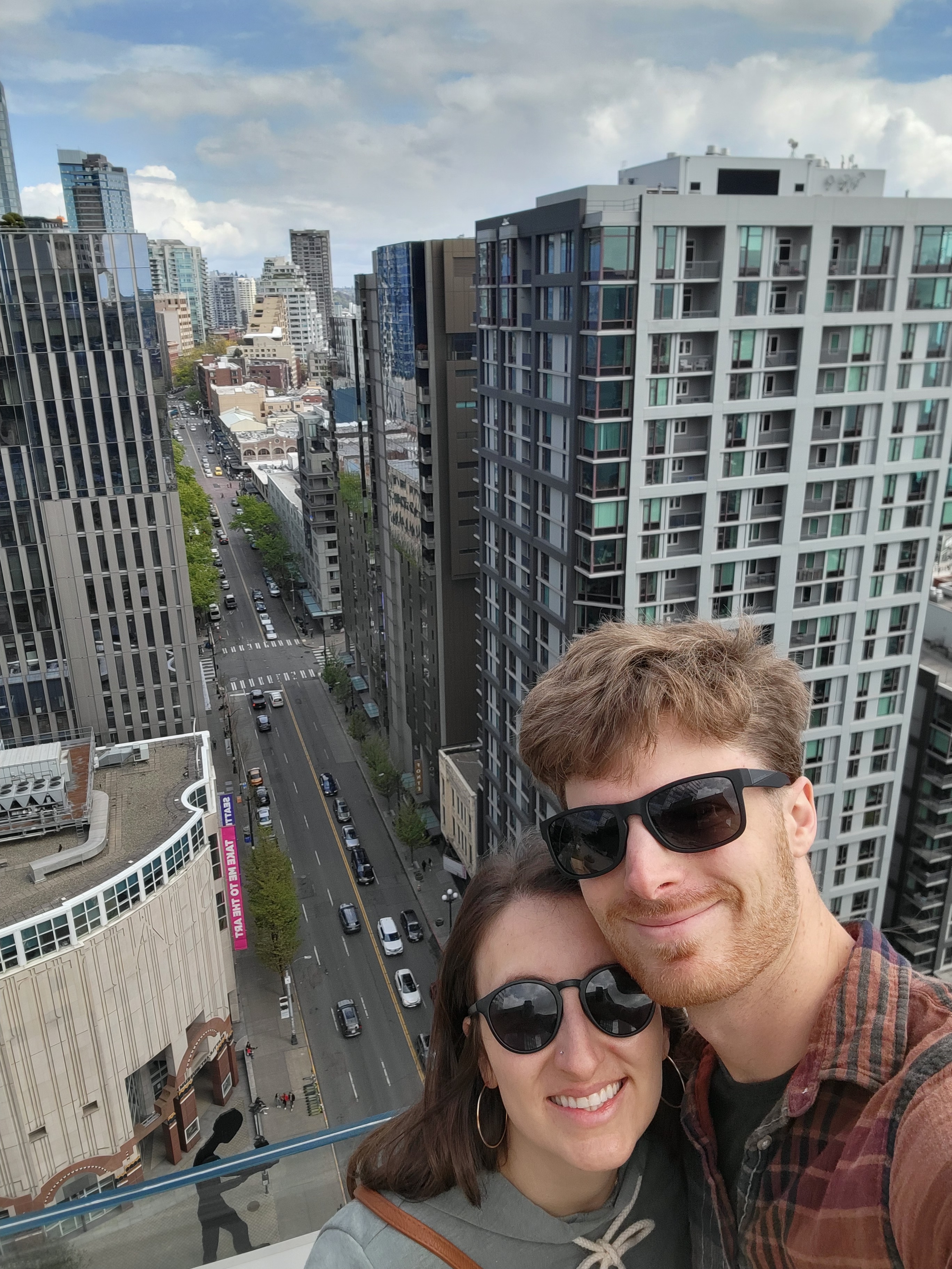 We spent a nice weekend in Seattle, here's us up at the top of a building her work is based out of.