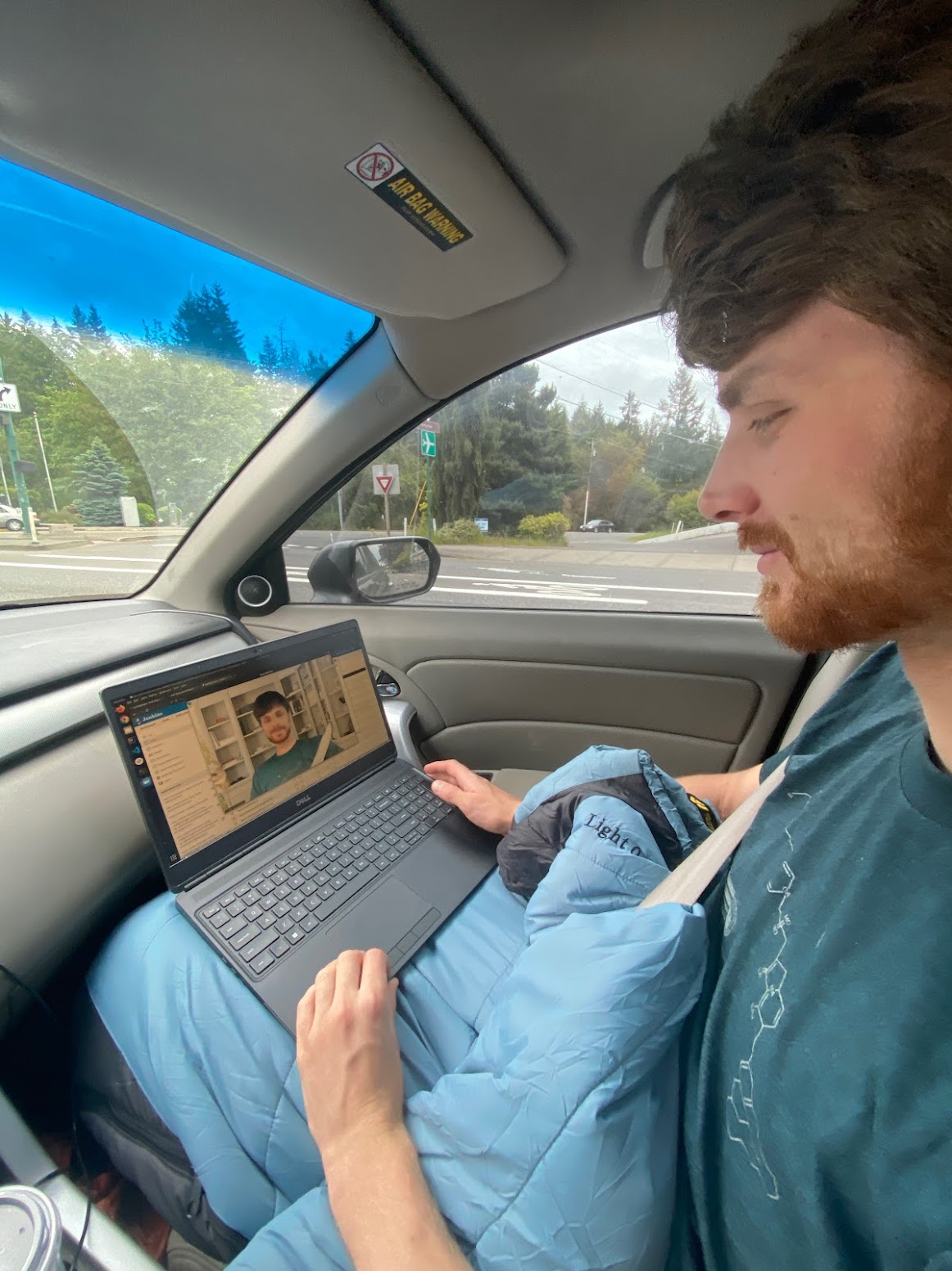 Photo of me in the car on Zoom